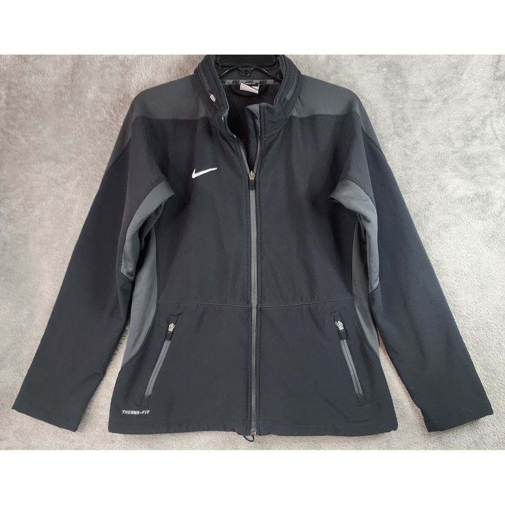 Nike Spere Hybrid Therma Fit Jacket Womens‎ Medium Black Gray Packable Hoodie